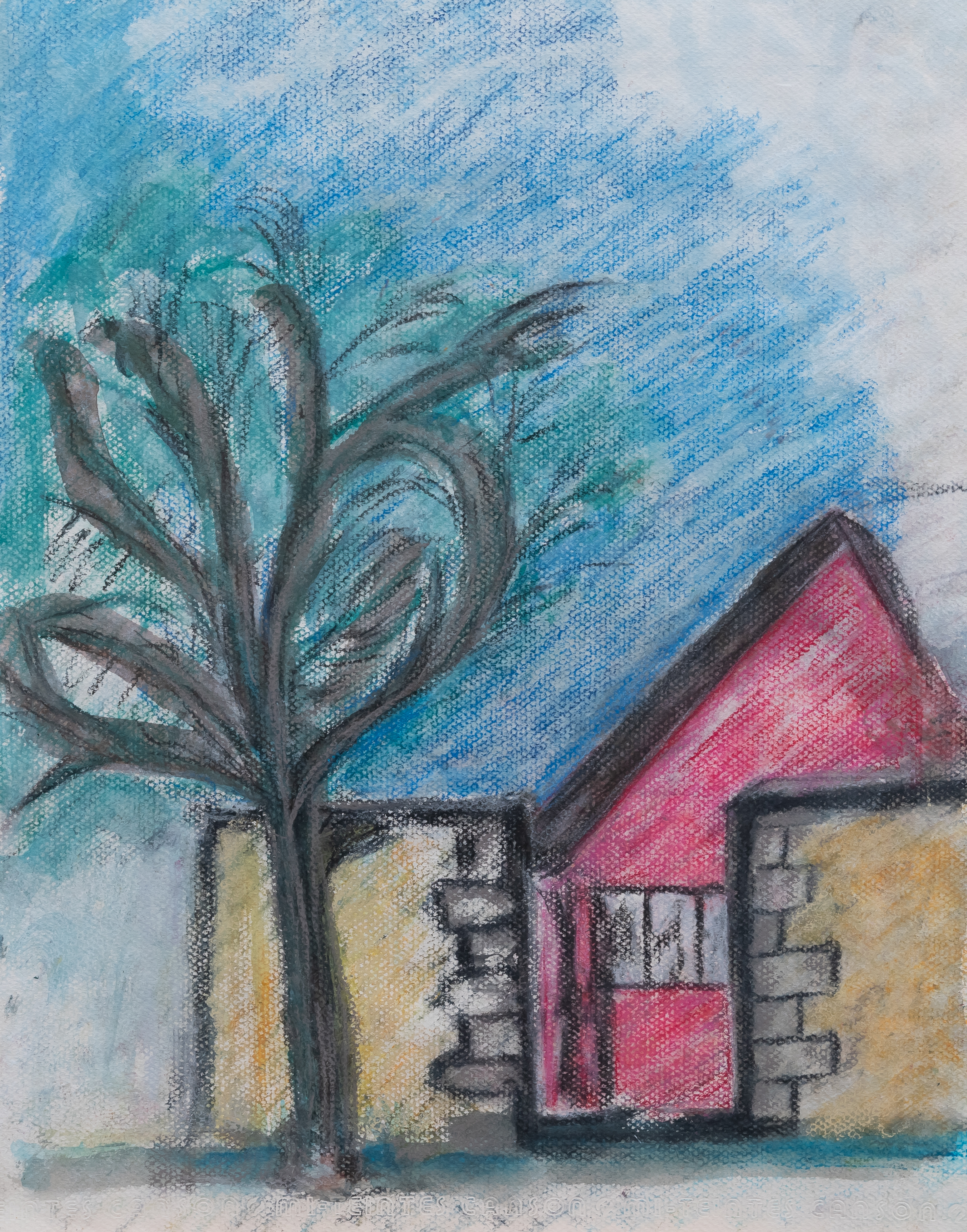 Rotes Haus im Sturm