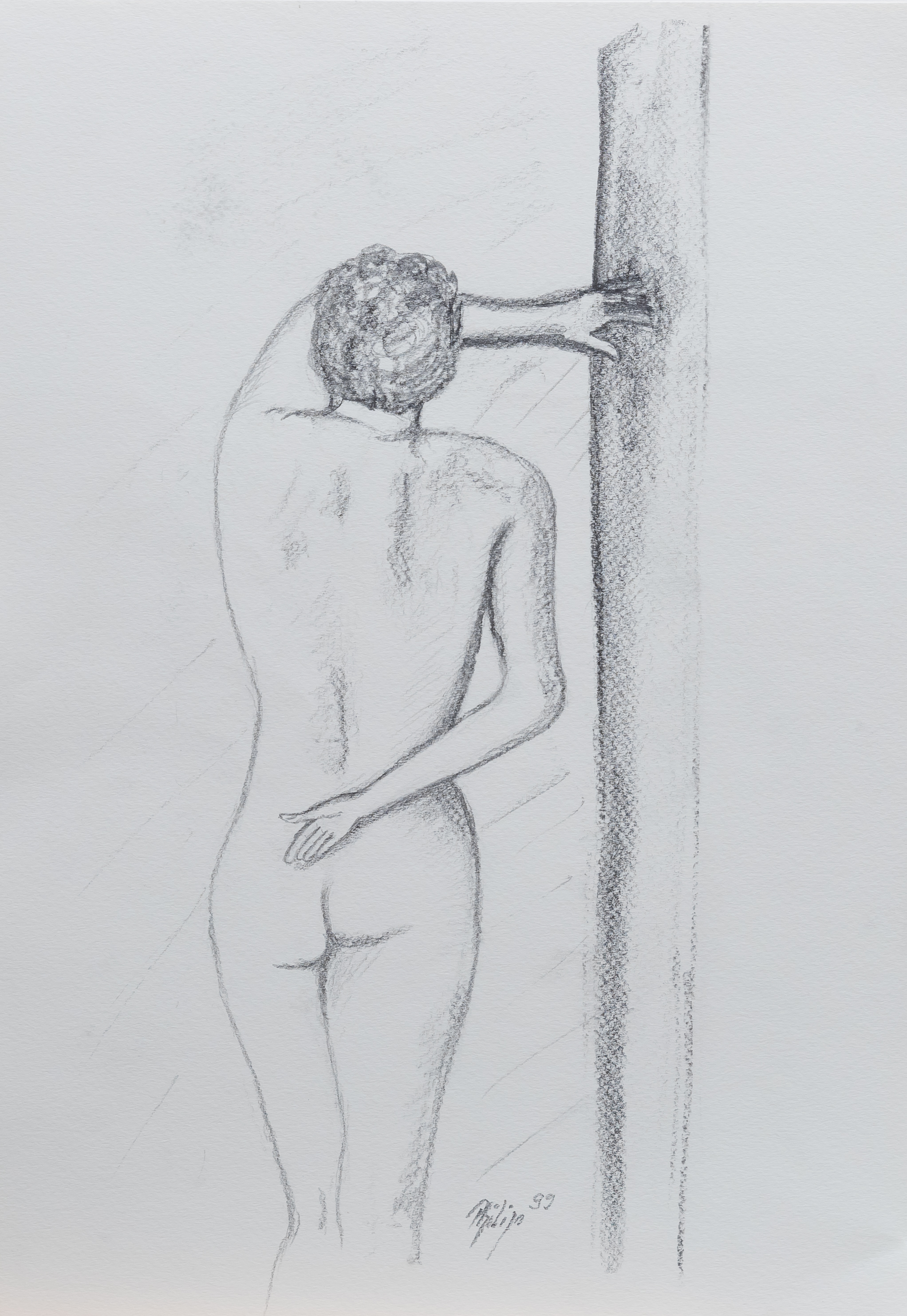 Weibl. Akt komische Pose